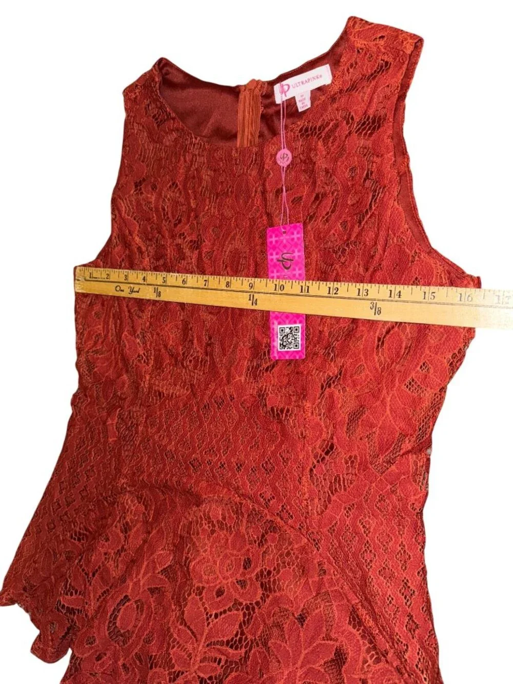 Ultrapink Womens Sleeveless Lace Peplum Top Rust Red Size M - Picture 8 of 9